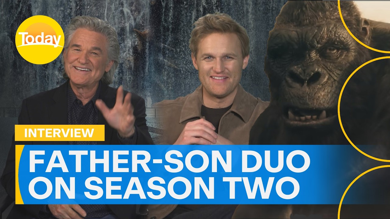 Father-son duo Kurt and Wyatt Russell on 'Monarch: Legacy of Monsters' S2 | Today Show Australia