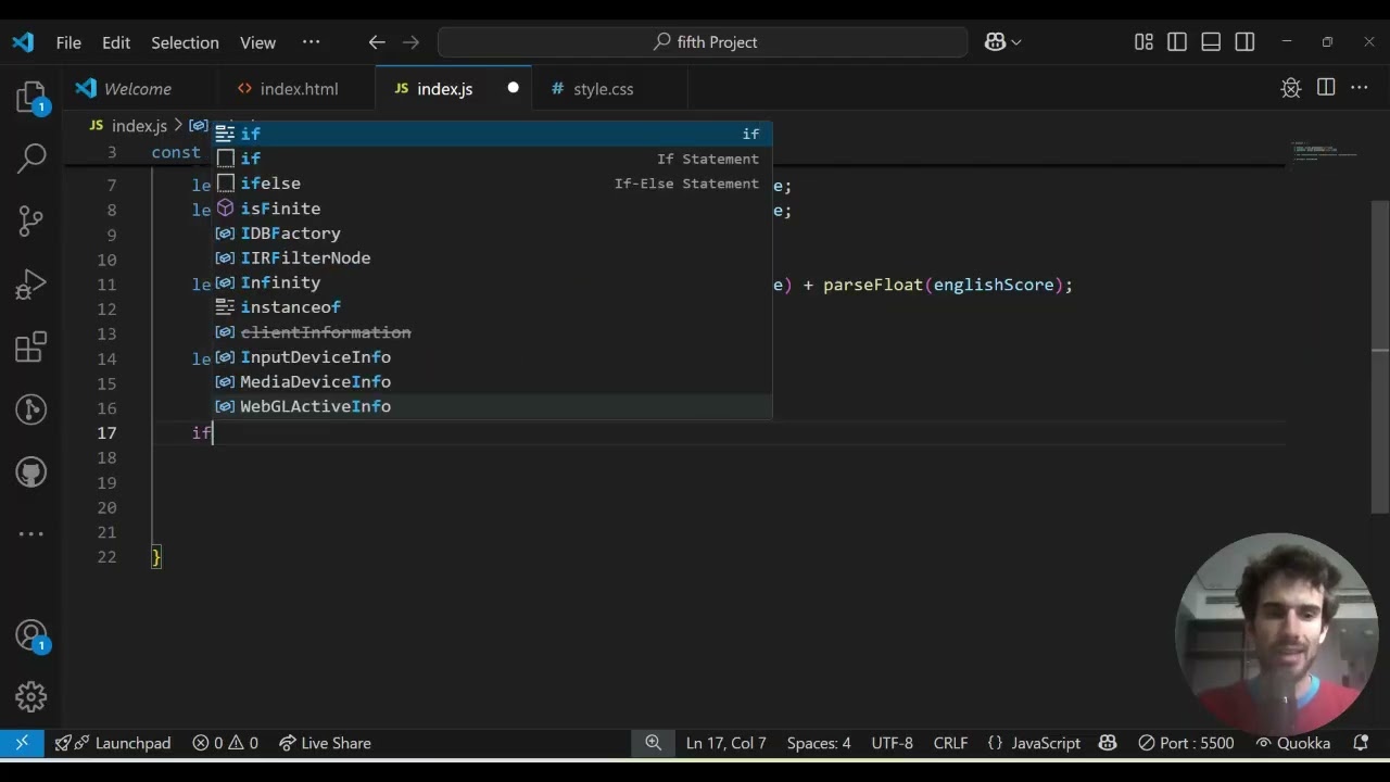 Fourth Project. Let's start using JS