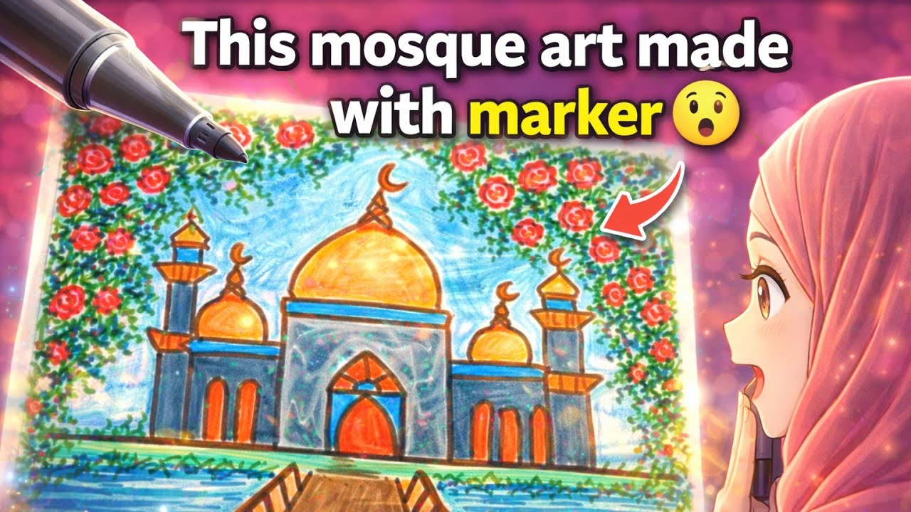 Looks difficult but trust me, it’s simple | Easy mosque drawing