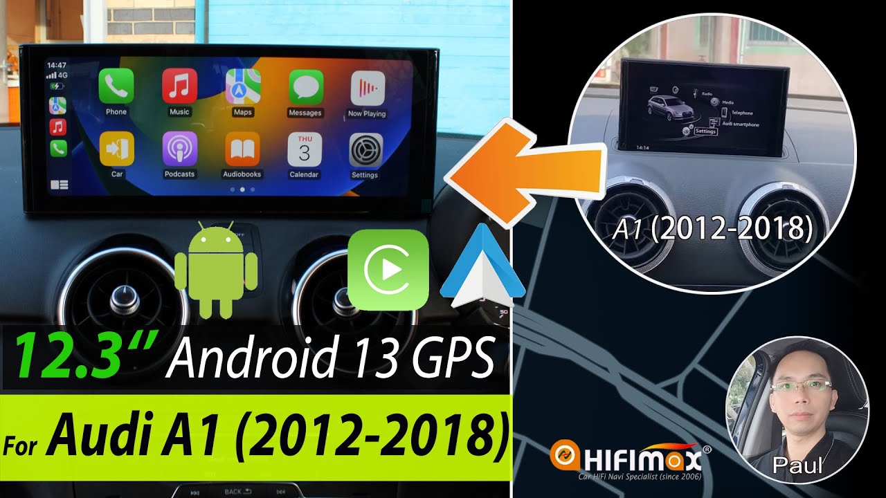 12.3‘’ Audi A1 Android 13 GPS navigation Screen Apple CarPlay Android Auto | for Audi A1 2012-2018
