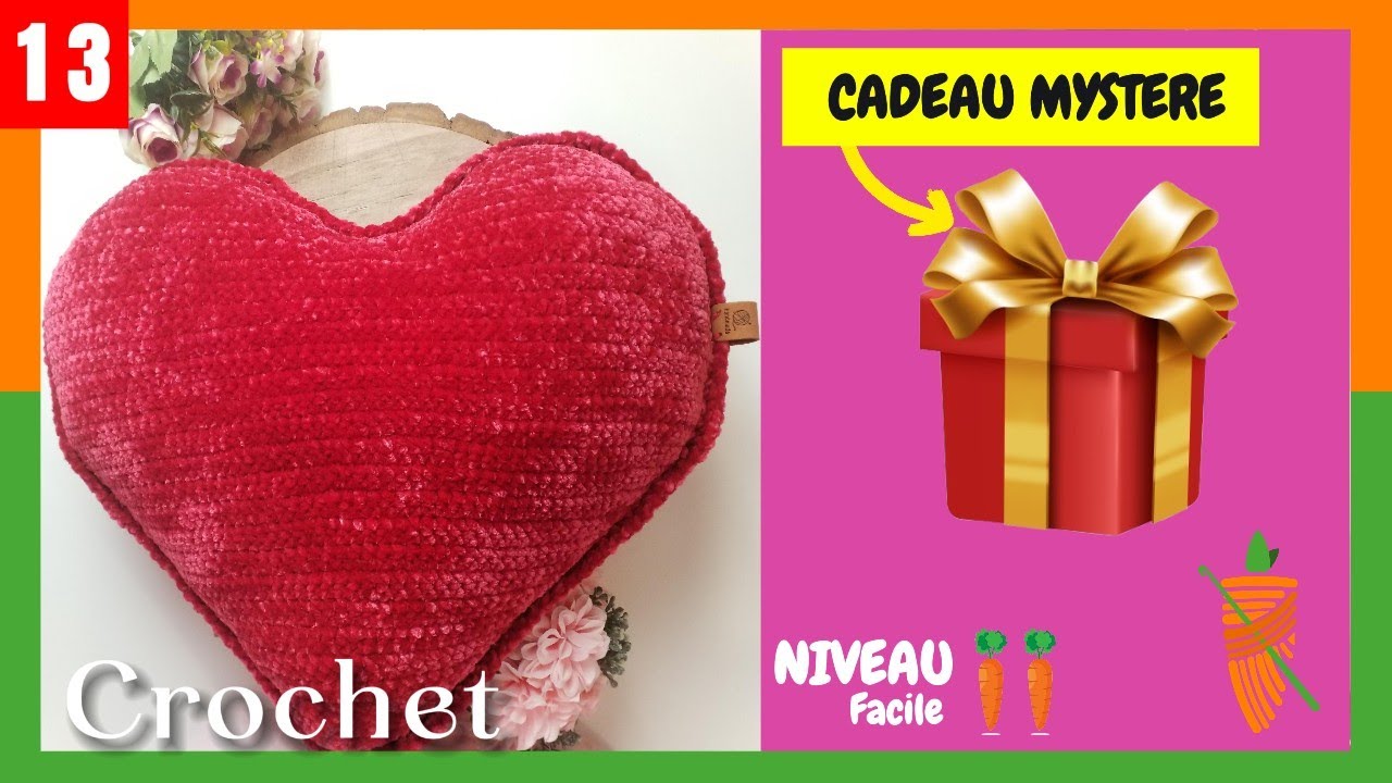 COMMENT RÉALISER UN COUSSIN COEUR AU CROCHET Facile