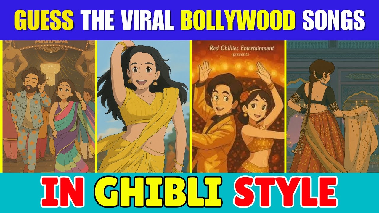 Guess The VIRAL Bollywood Songs In GHIBLI Style 🔥😃 | Ghibli Art Challlenge | Movie Quiz #ghiblart
