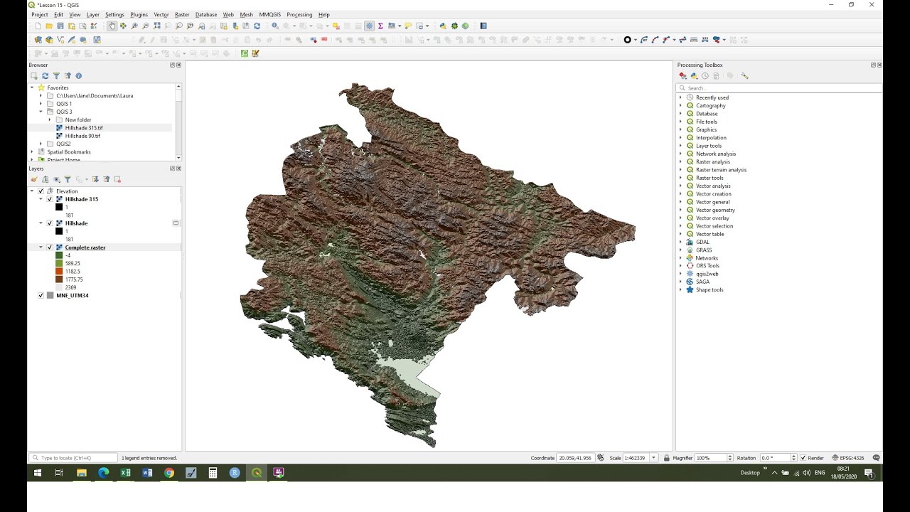 QGIS 3 Lesson 1 -  Using Hillshading to visualise 2D data