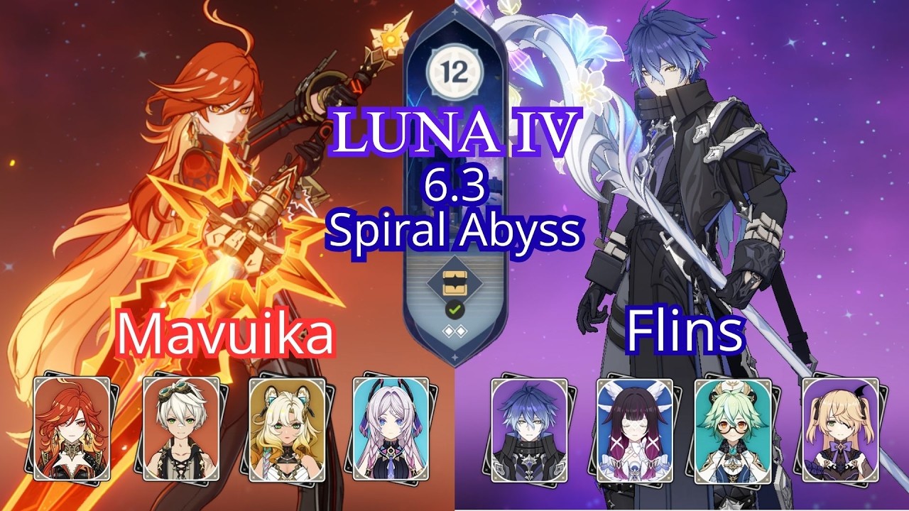 Mavuika Vaporized & Flins Lunar Charged Team  - Genshin Impact Luna IV 6.3B  Spiral Abbys