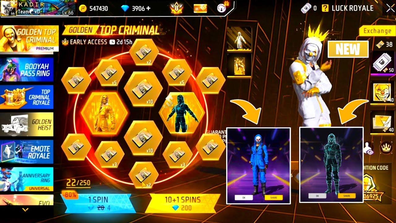Free Fire Golden To Criminal Event 😲 Free Fire New Event Today | Criminal Bundle Return