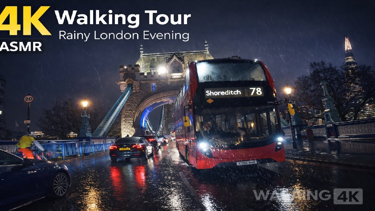 Rainy London Night Walk 🌧️ Tower Bridge → London Bridge | 4K ASMR
