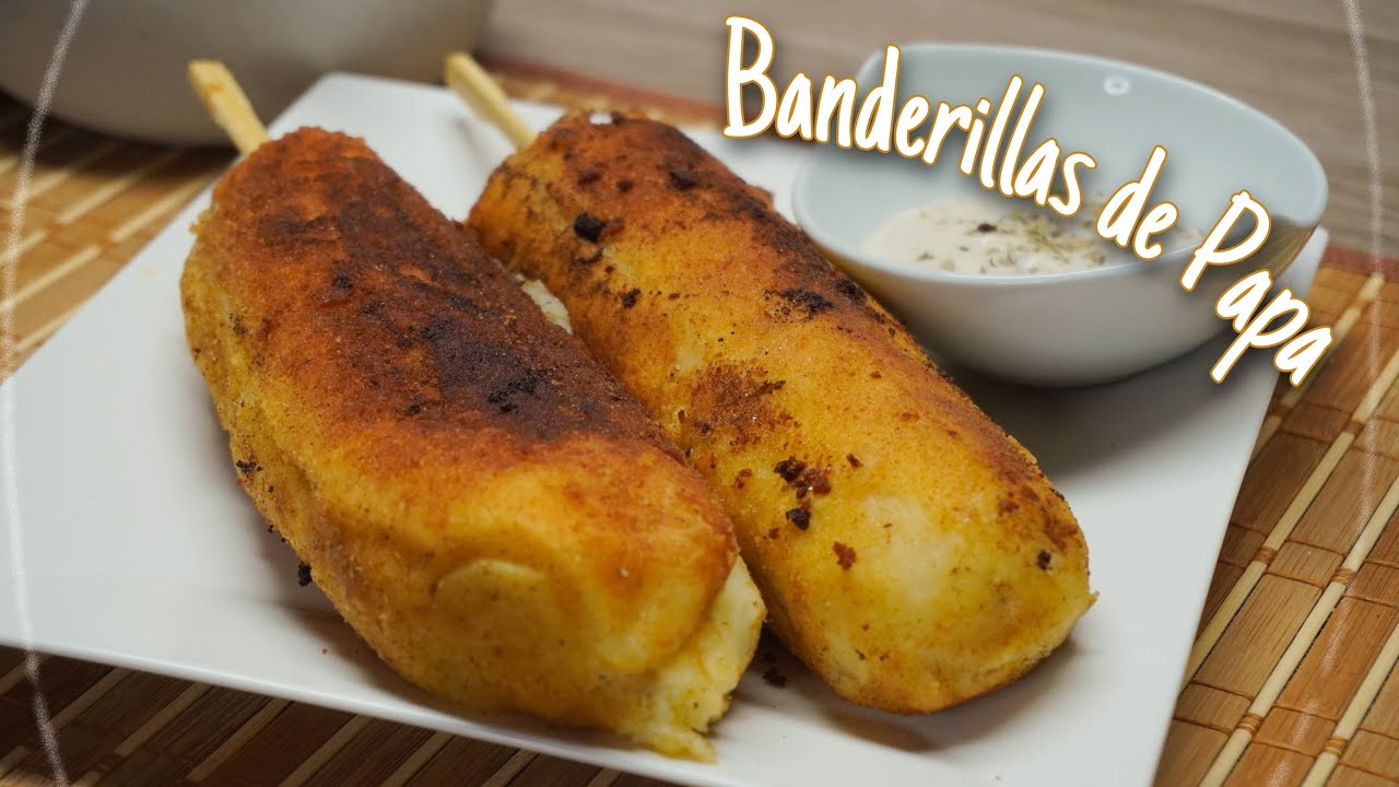 Como Hacer ricas BANDERILLAS DE PAPA!![con QUESO y Salchicha] Fácil de PREPARAR, COMIARTE 👉 2021