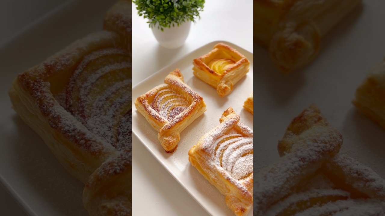 Peach Puff Pastry Snack. How to Make Puffs at Home #shorts
