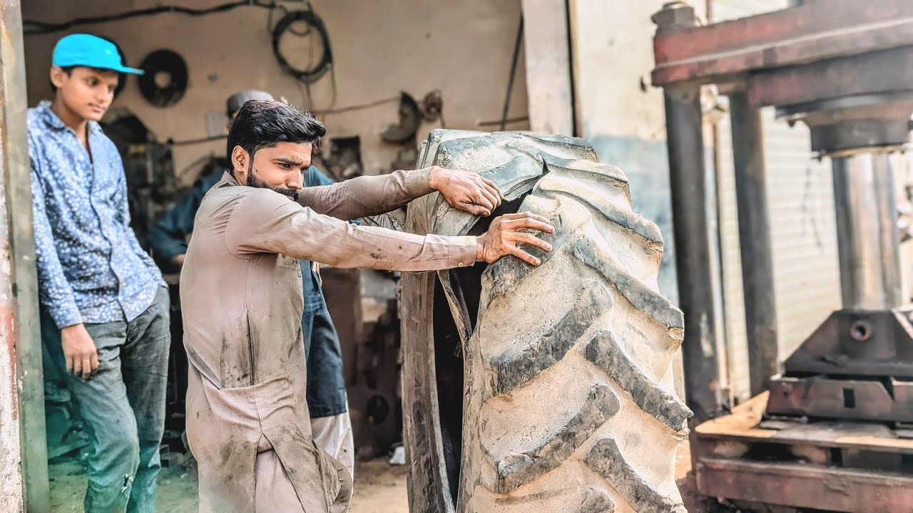 Pakistani Mechanic Heavy Damage Repair Young Man Revives Dead Tractor Tires