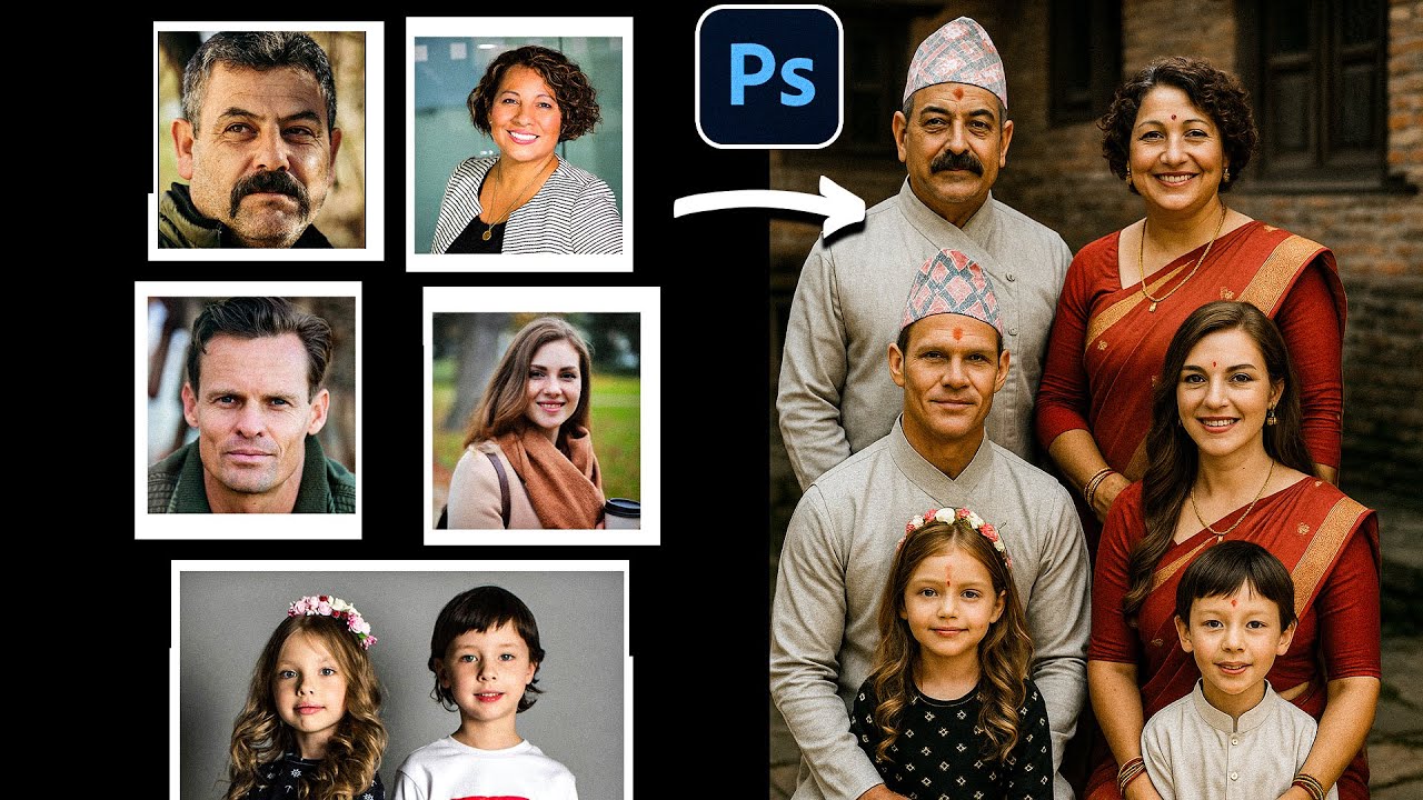 How I Made a Realistic Nepali Family Photo Using AI & Photoshop (No Experience Needed!)
