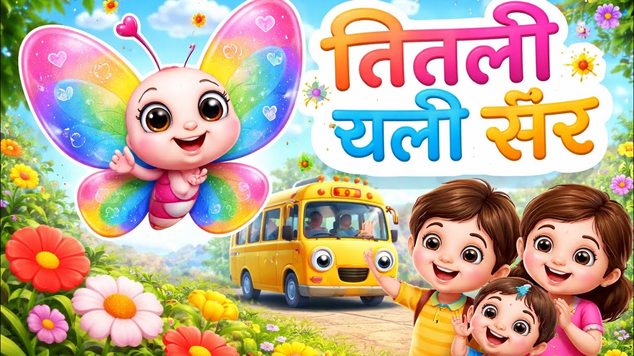 Titli Chali Sair 🦋 | Hindi Nursery Rhyme for Kids | Butterfly Song | Kids Cartoon Animation