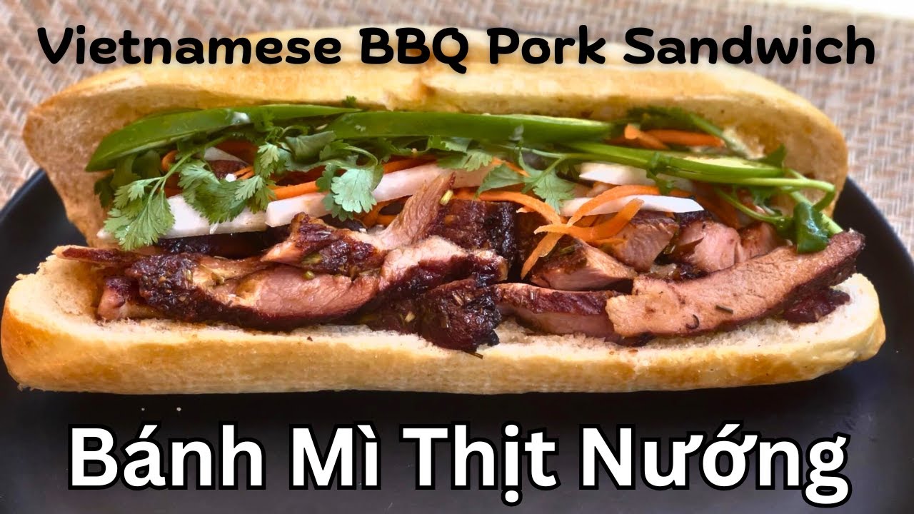 How to make Banh Mi Thit Nuong (Vietnamese BBQ Pork Sandwich). Relaxing outdoor Cooking Video.