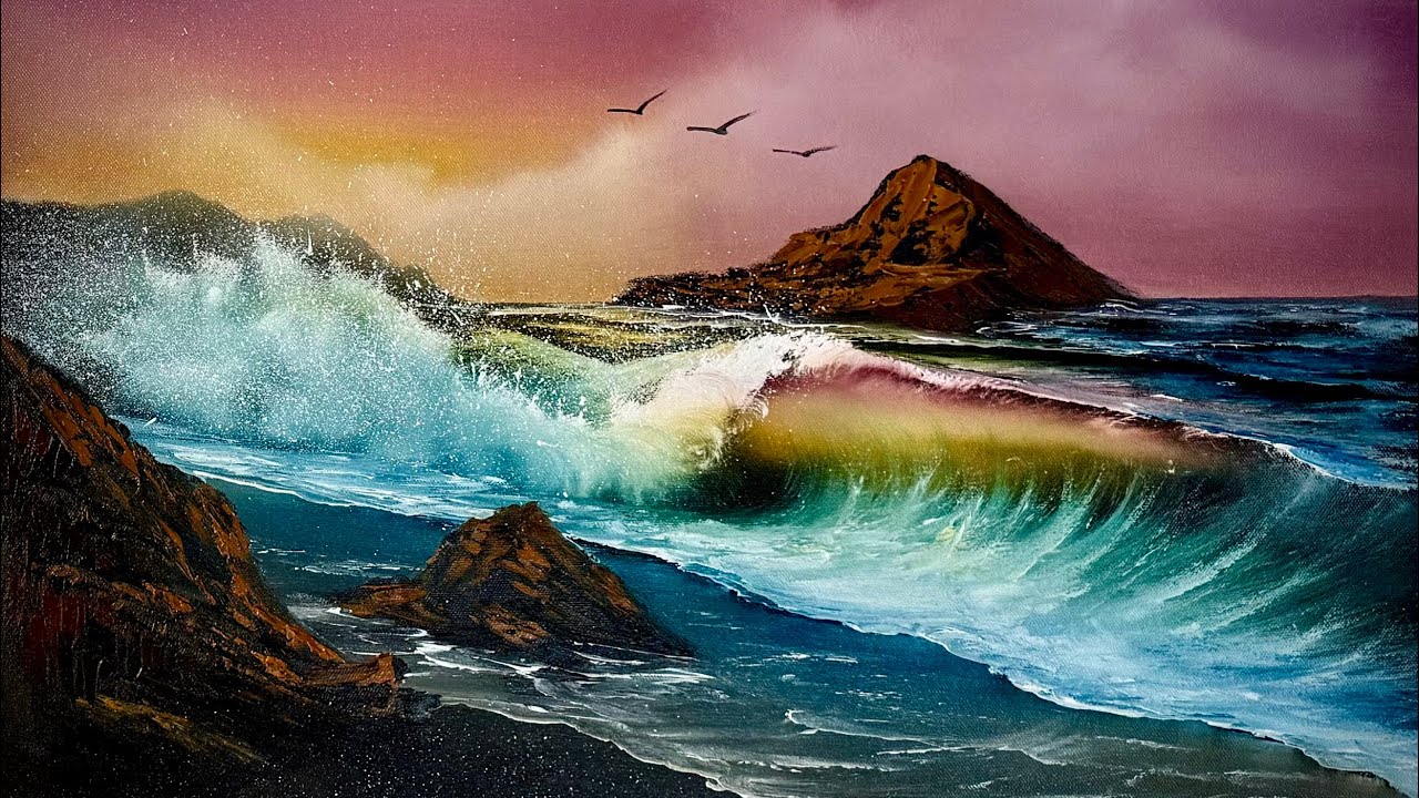 S4 Ep27 MNM - Tropical Seascape #LIVEArt #OilPainting #PaintingTutorial #PaintWithJosh #BobRoss