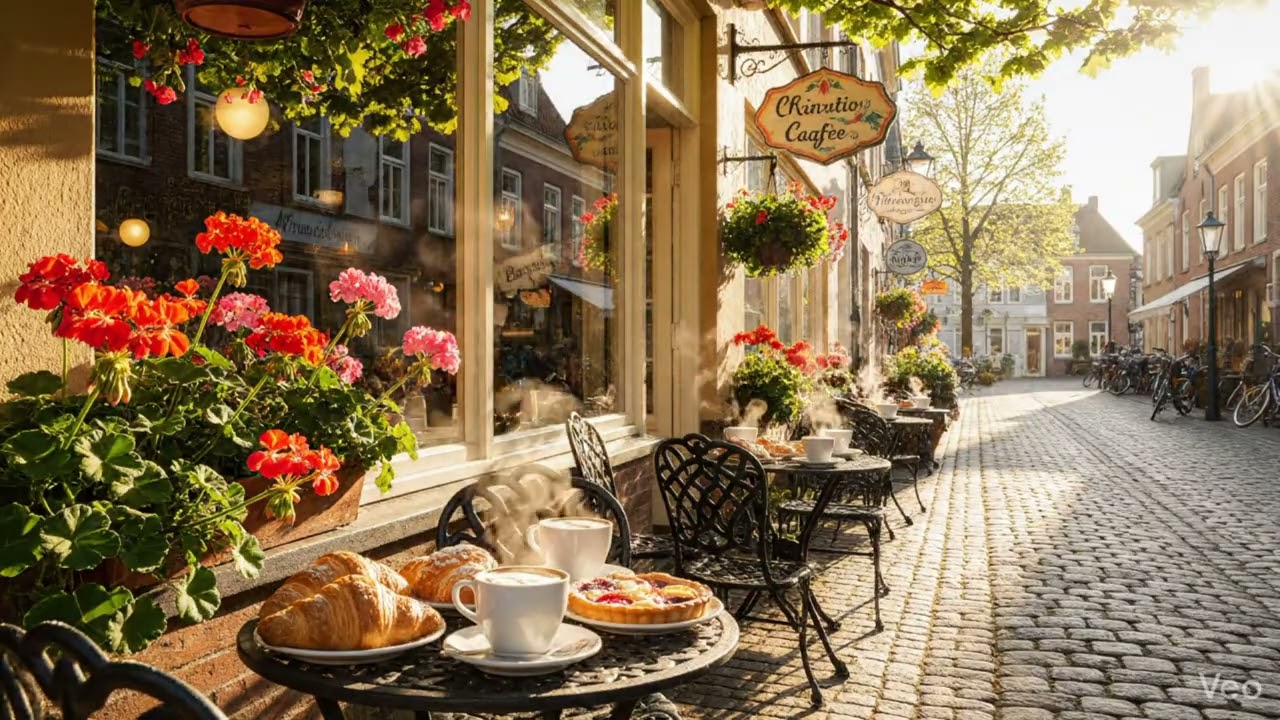 Cosy Café Street Scene - TV Art Screensaver |  TV Wallpaper - Screen Art Pictures