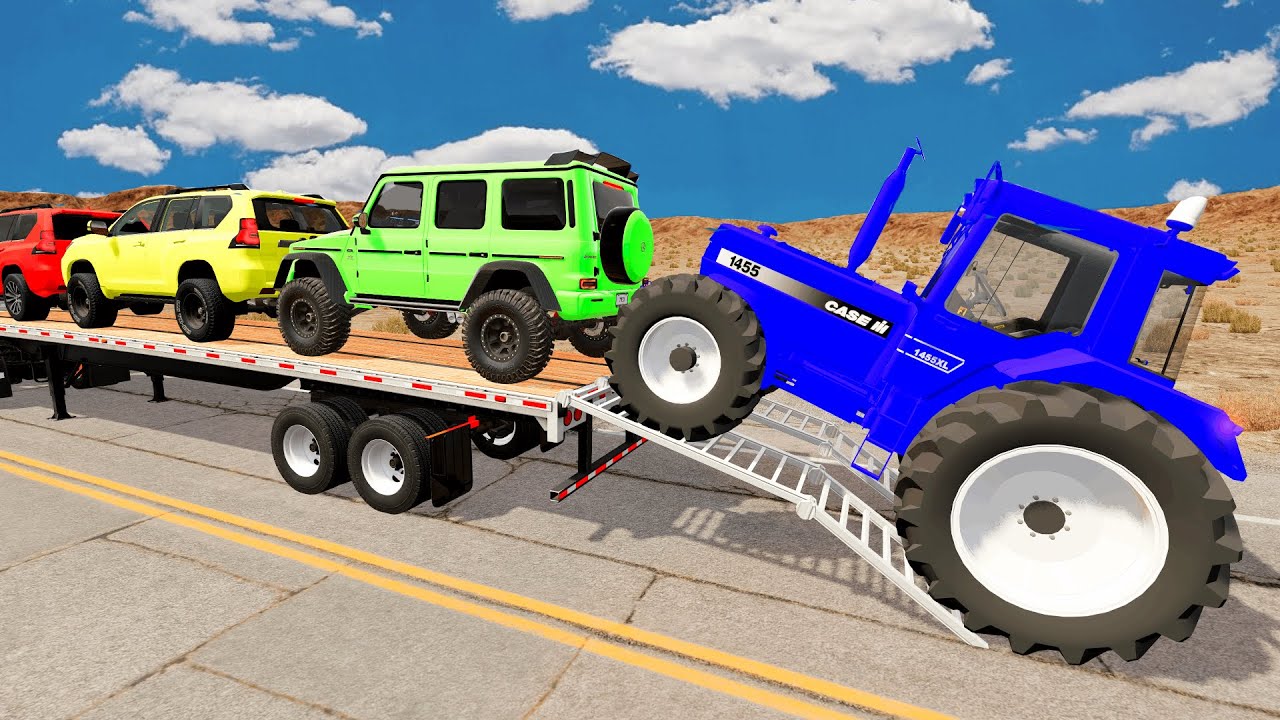 Flatbed Truck Mcqueen | Transportation with Truck - Pothole vs Car #2 - BeamNG.Drive