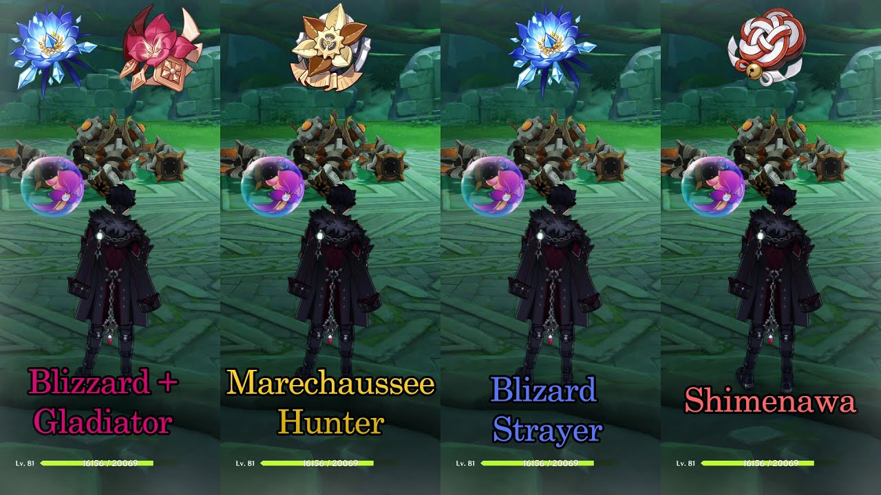 Wriothesley Artifact Comparison !! Marechausse,Blizard,Shimenawa and Mixed !!