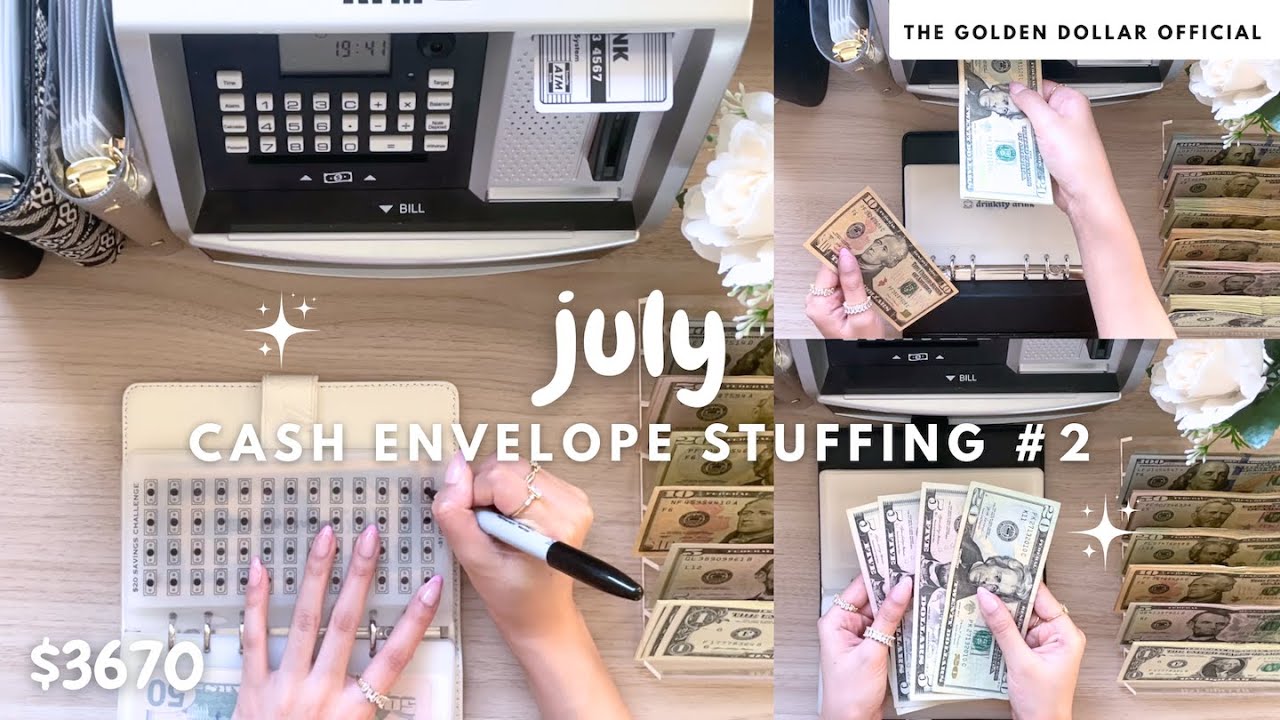july cash stuffing #2 | completing 2 savings challenges ☀️✨
