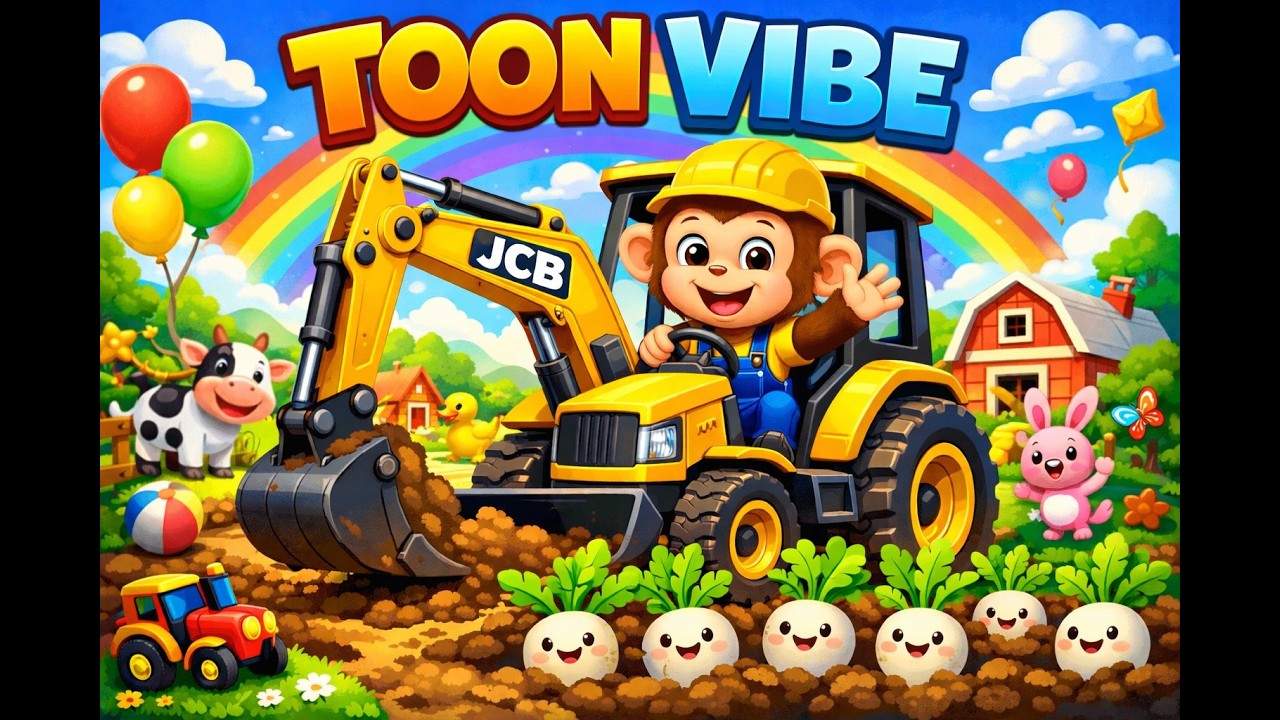 Monkey Nana Saves White Radish Farm with JCB Tractor | Funny Monkey Story #MonkeyLife, #JCBTractor,