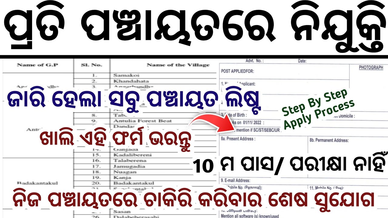 Odisha Panchayat level Job//10th Pass Panchayat level Job in Odisha