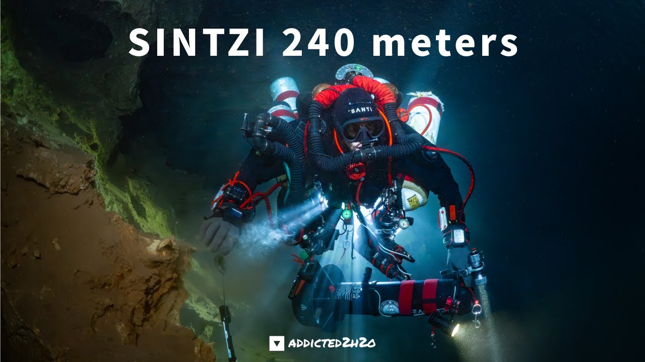 🔦 -240m Sintzi Spring Cave | Record Depth Dive | Greece