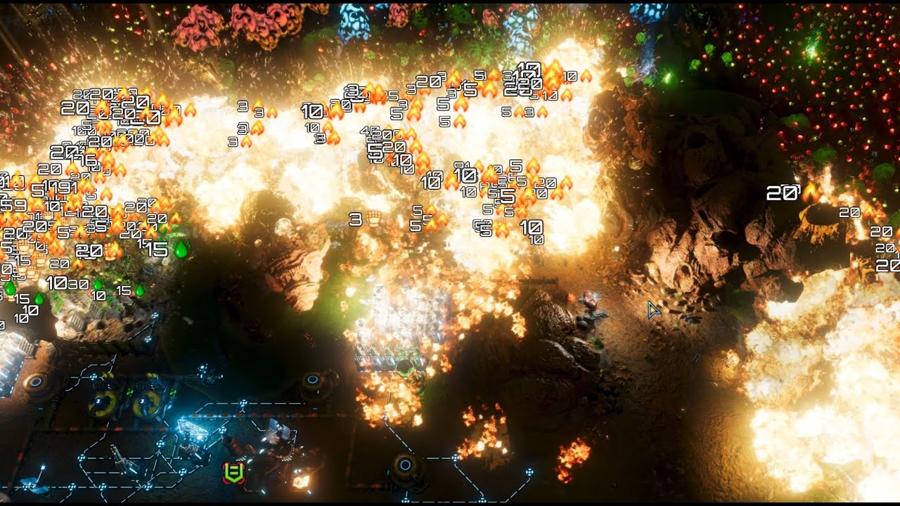 riftbreaker brutal 500% acid biome, showcasing new towers for beta test