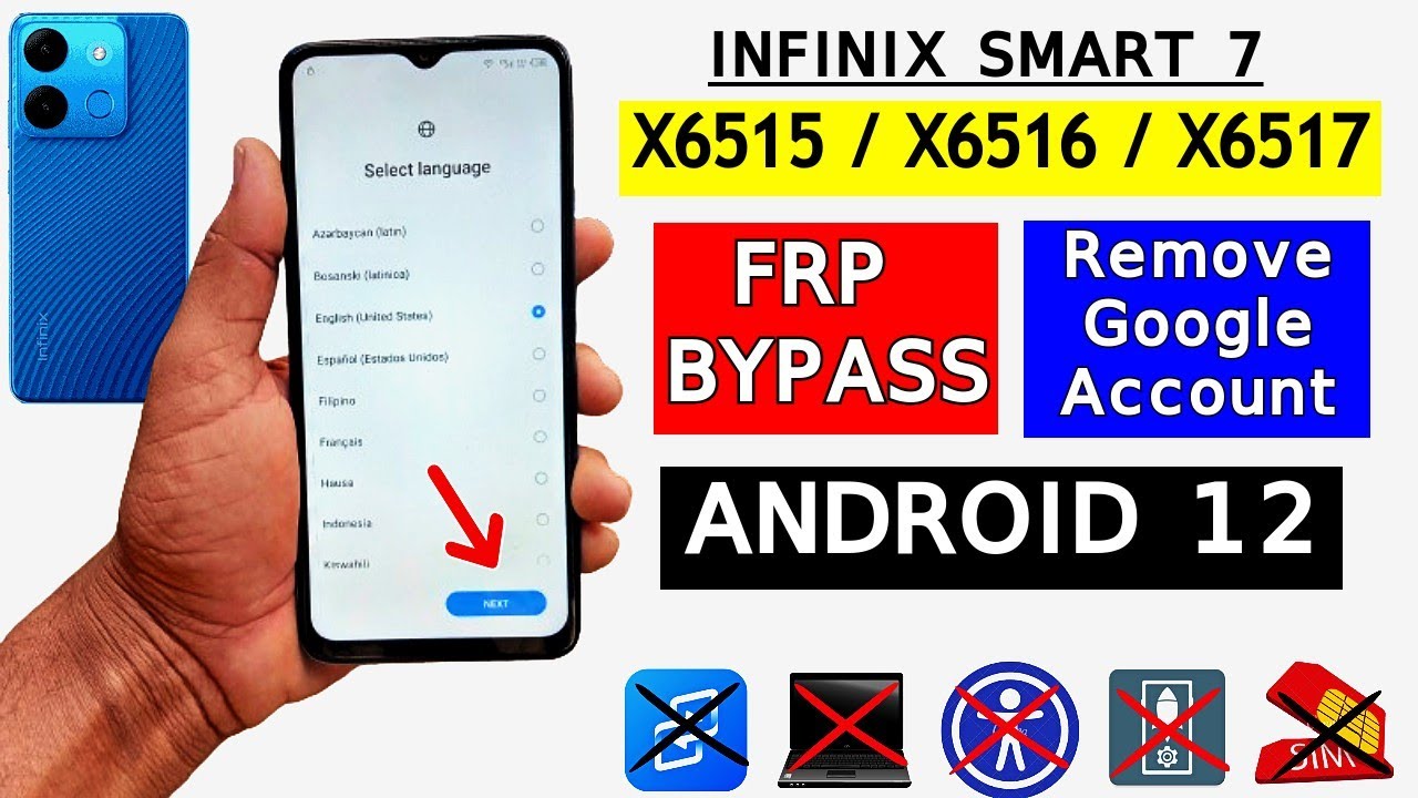 Infinix Smart 7 (X6516) FRP Bypass Android 12 Apps Not Installed | Google Account Bypass Without PC