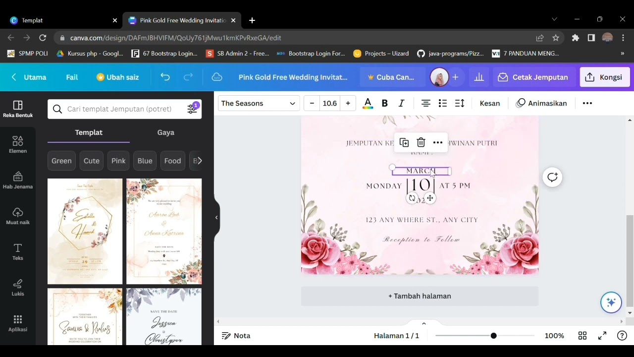 Tutorial buat KAD KAHWIN guna Canva | cepat dan mudah