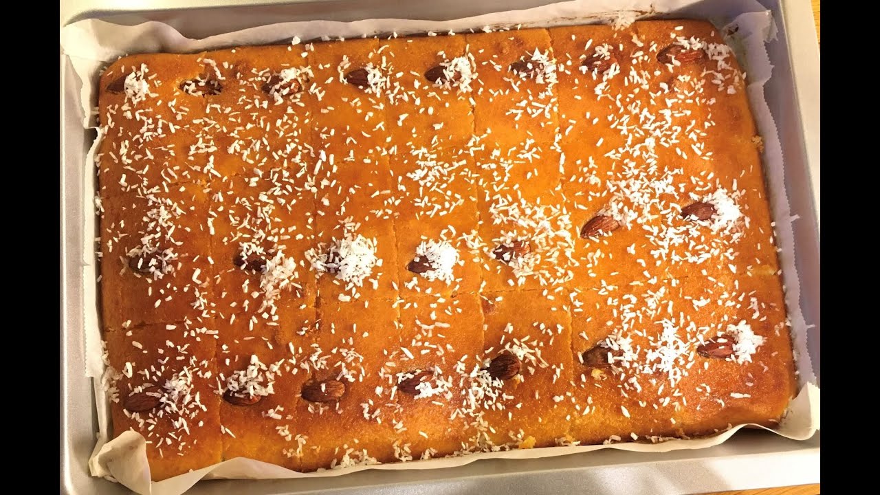 طريقة عمل البسبوسة #هريسة #بسبوسة #حلويات_رمضان Basbousa#