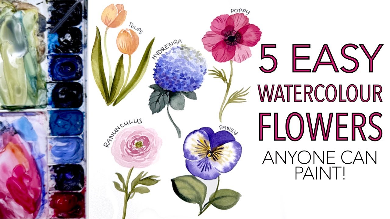5 EASY Flowers Anyone Can Paint!