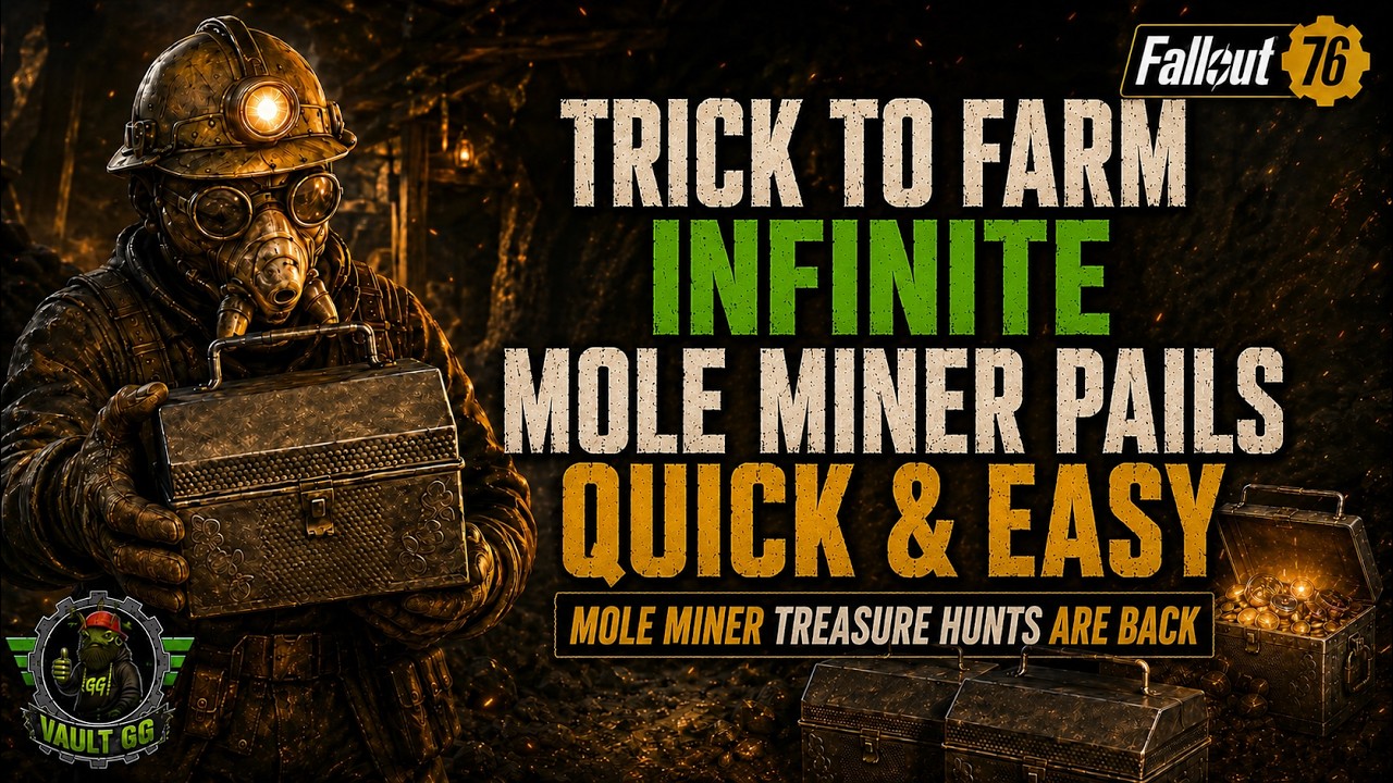 Best Mole Miner Treasure Hunt Farm in Fallout 76! Easy Rare Pails & Rewards