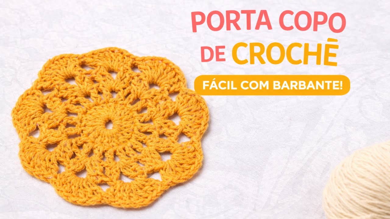 Porta-copo de crochê com barbante - Tutorial fácil