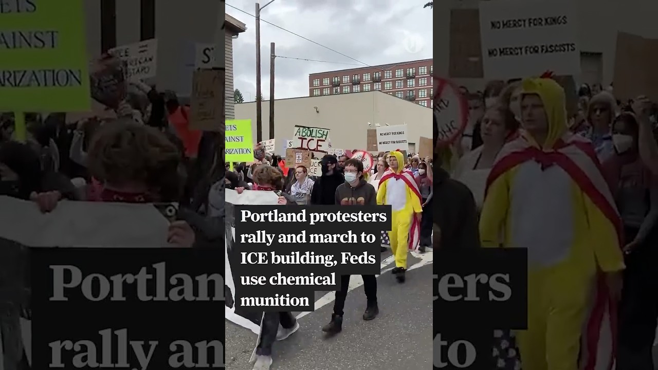 Portland protesters rally and march to ICE building, feds deploy chemical munition