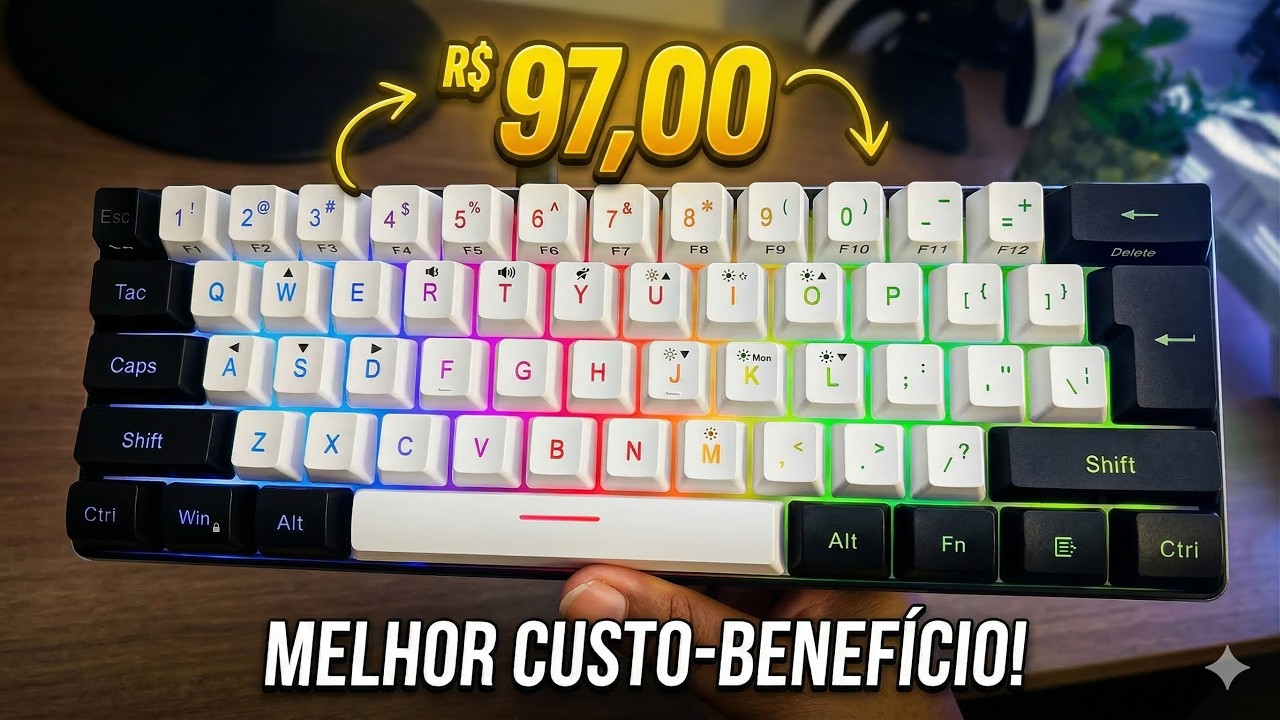 Teclado Gamer RGB 60% G61 do AliExpress