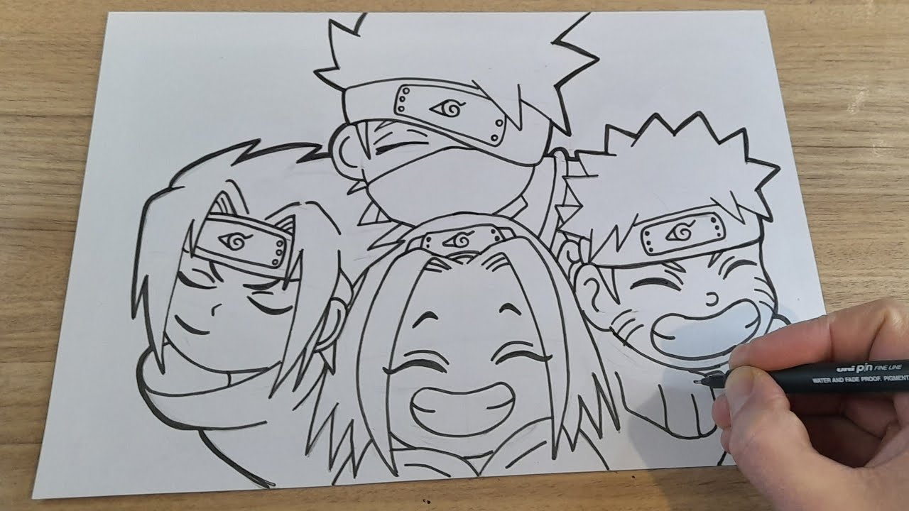COMO DESENHAR O TIME SETE CHIBI DO ANIME NARUTO