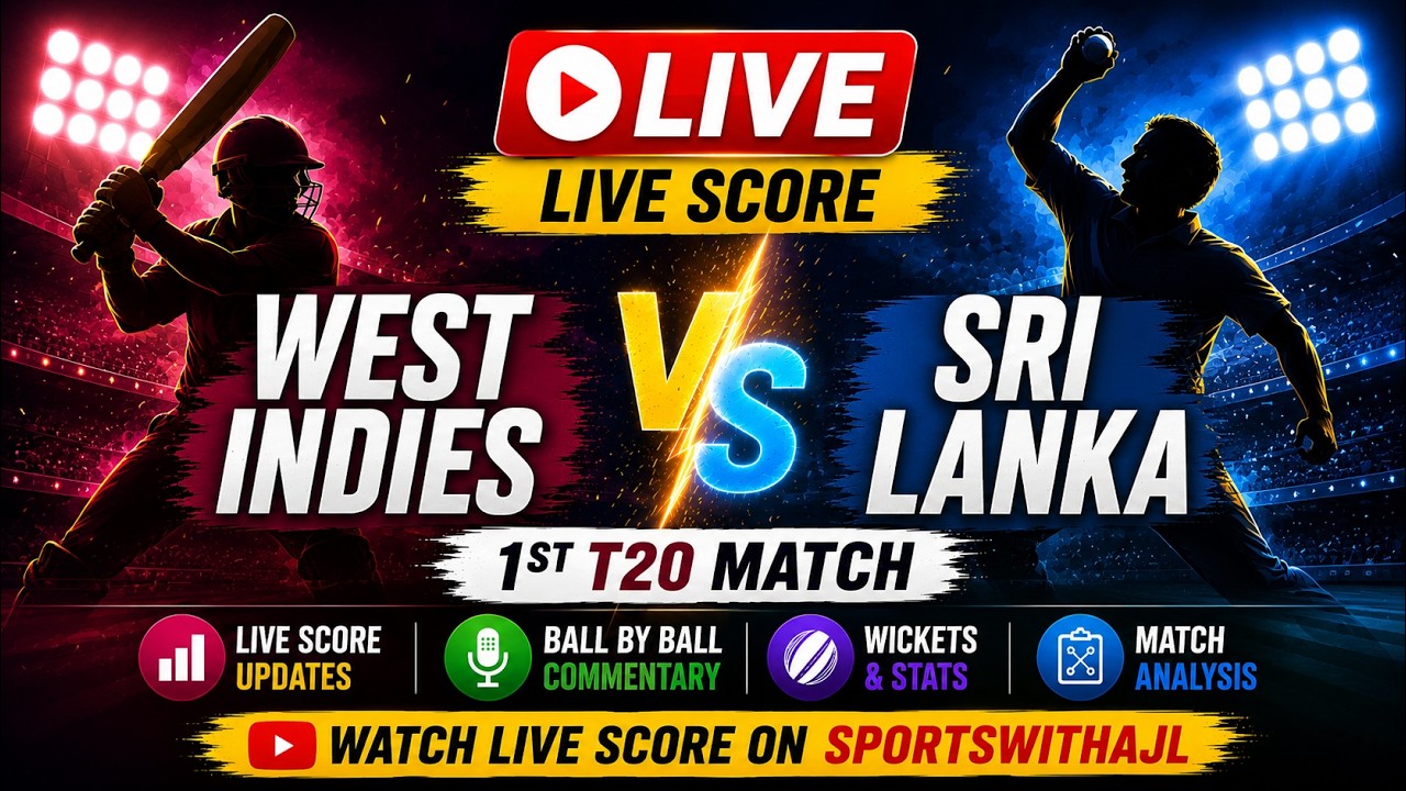 West Indies vs Sri Lanka 1st T20 LIVE 🔴 Ball by Ball Score | WI vs SL Live