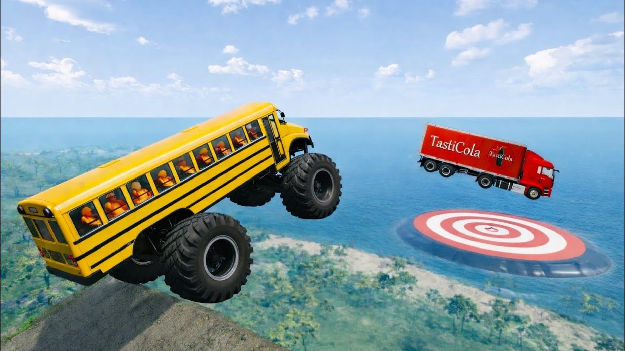 BeamNG.drive | School Bus on Dangerous Cliff Roads | 😱 Extreme Crash Test |#86