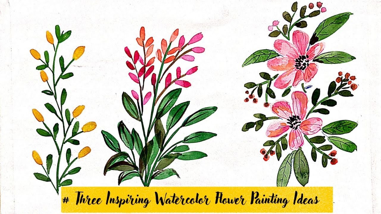 3 आसान फूल बनाने के तरीके | 3 Simple watercolor floral compositions/ Watercolor flower painting/ 