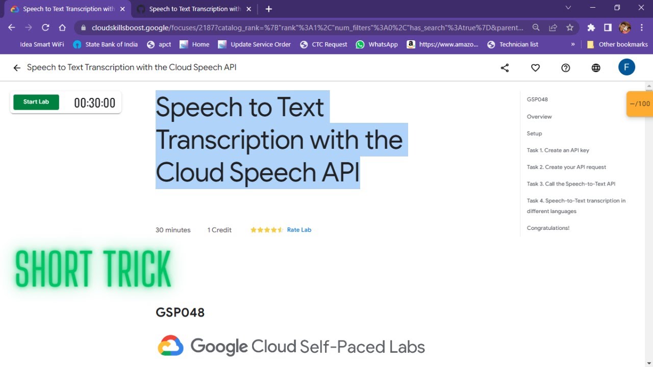 Speech to Text Transcription with the Cloud Speech API || [GSP048]