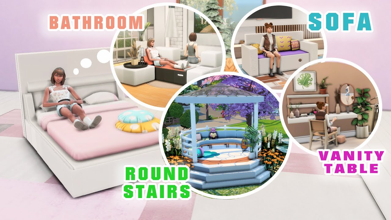 The Sims 4 TIPS AND TRICKS  (Garden, Round stairs, sofa, Bathroom, custom Bed)
