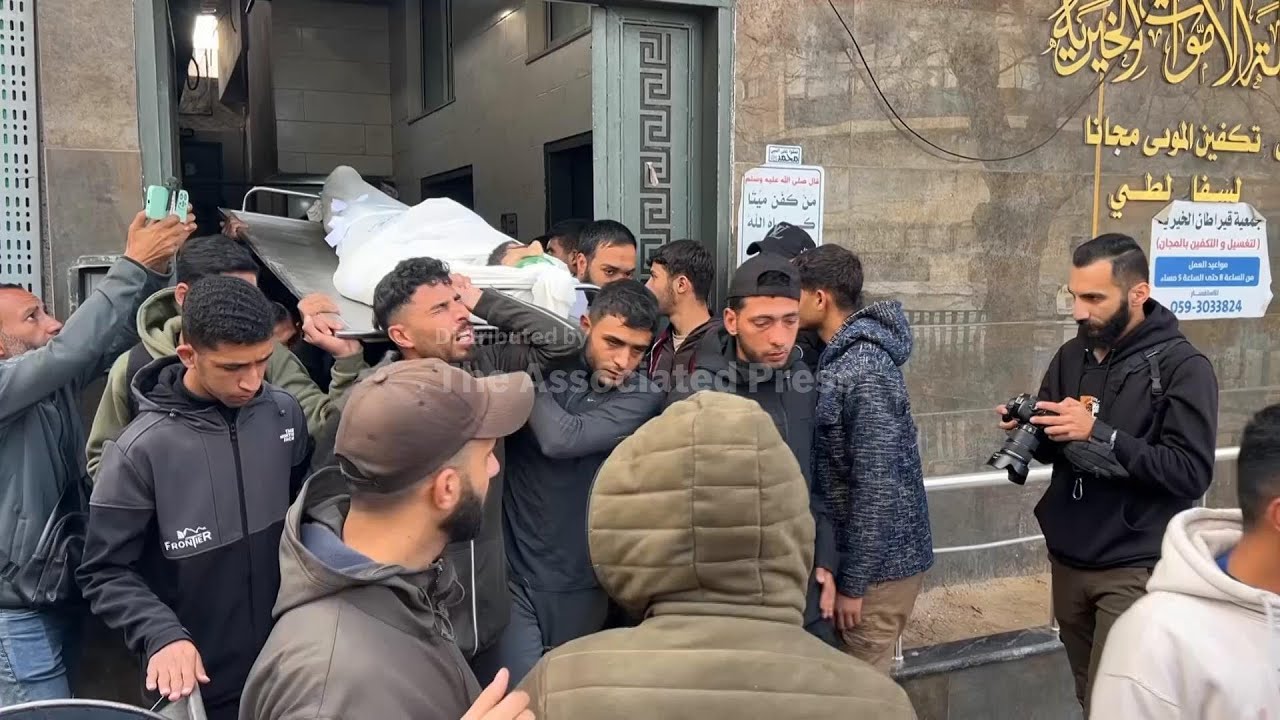 Funeral held for three Palestinians killed in Israeli airstrike in Gaza City