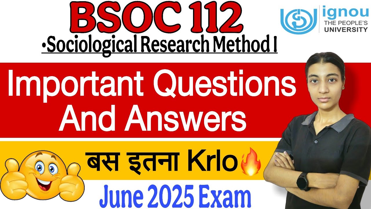 BSOC 112| Important Questions| With Solution| June 2025 Exam | Ignou classes by Nisha| IGNOU
