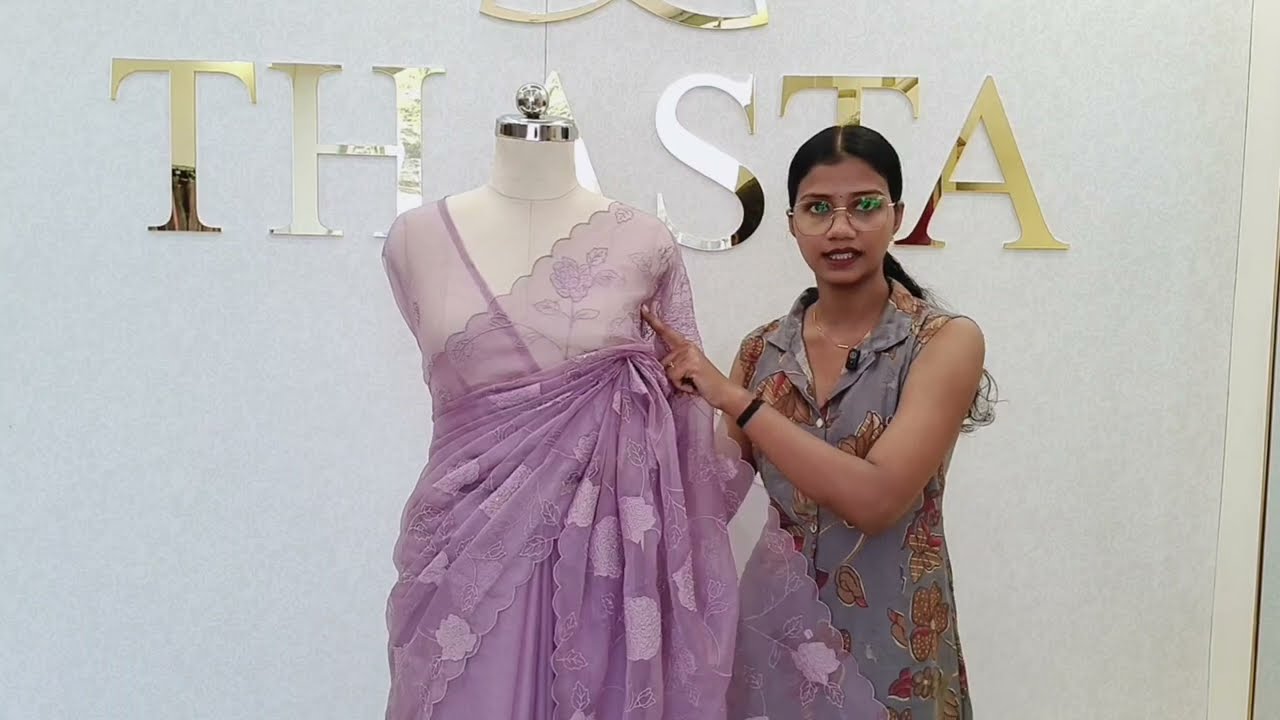 Beautiful Semi Organza Saree With Floral Embroidery 