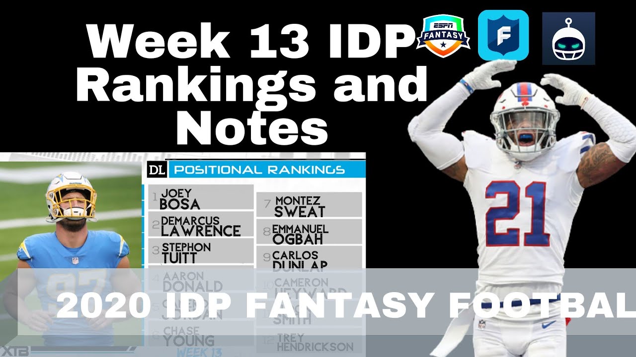 Week 13 IDP Rankings and Notes