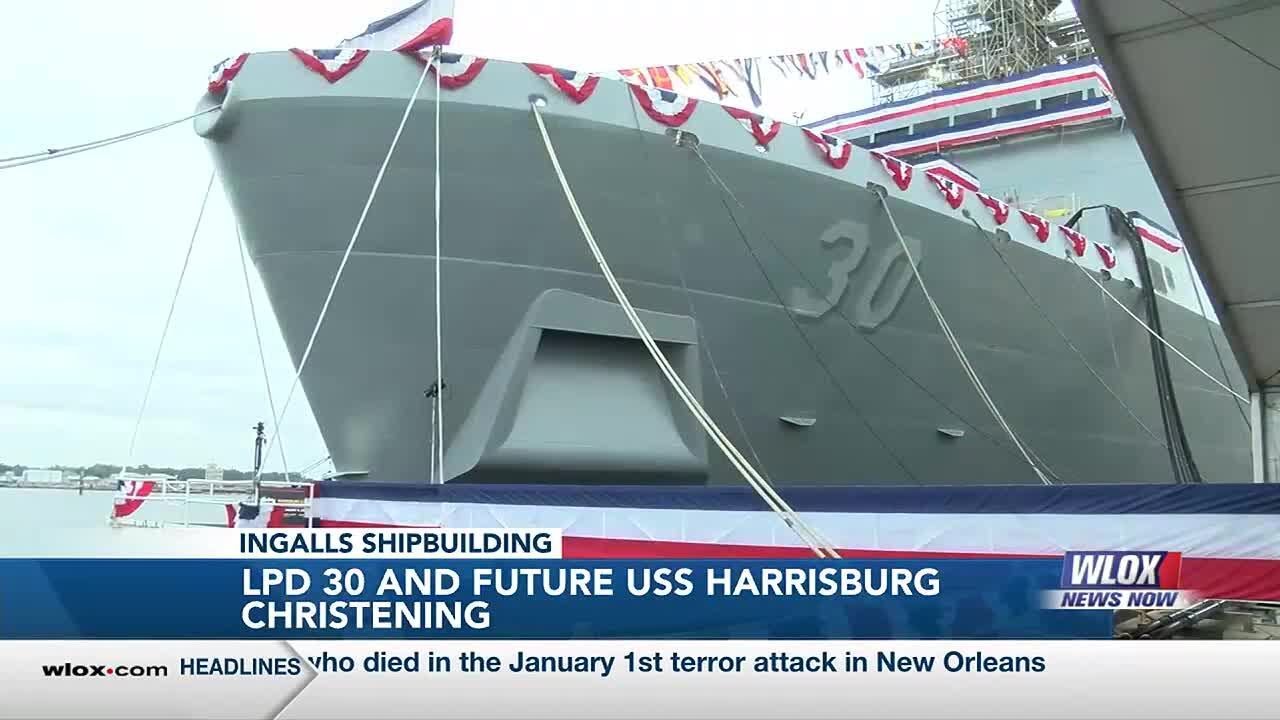 Ingalls Shipbuilding celebrates christening of future USS Harrisburg