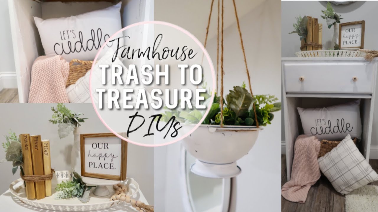 FARMHOUSE RECYCLE TRASH TO TREASURE DIYS | FARMHOUSE LIVING ROOM DECORATE WITH ME | RUSTIC DECOR DIY
