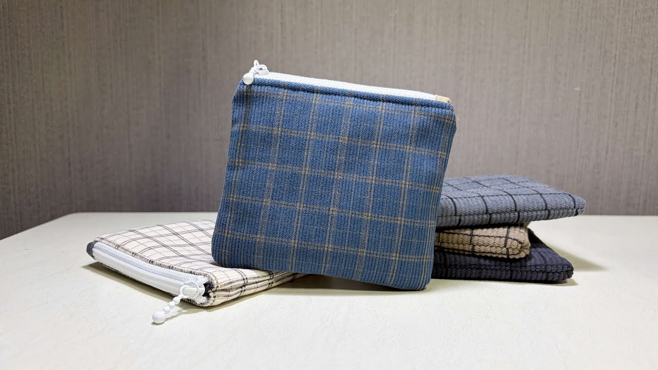 코듀로이 납작 파우치 만들기 | How to make a flat pouch | Easy Sewing Gift Ideas