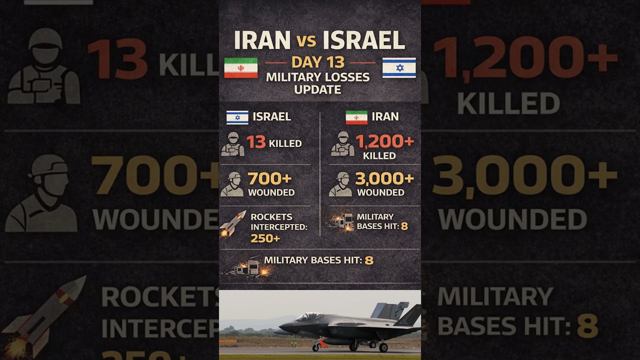 Iran vs Israel War Update &ndash; Day 13 | Military Losses & Casualties