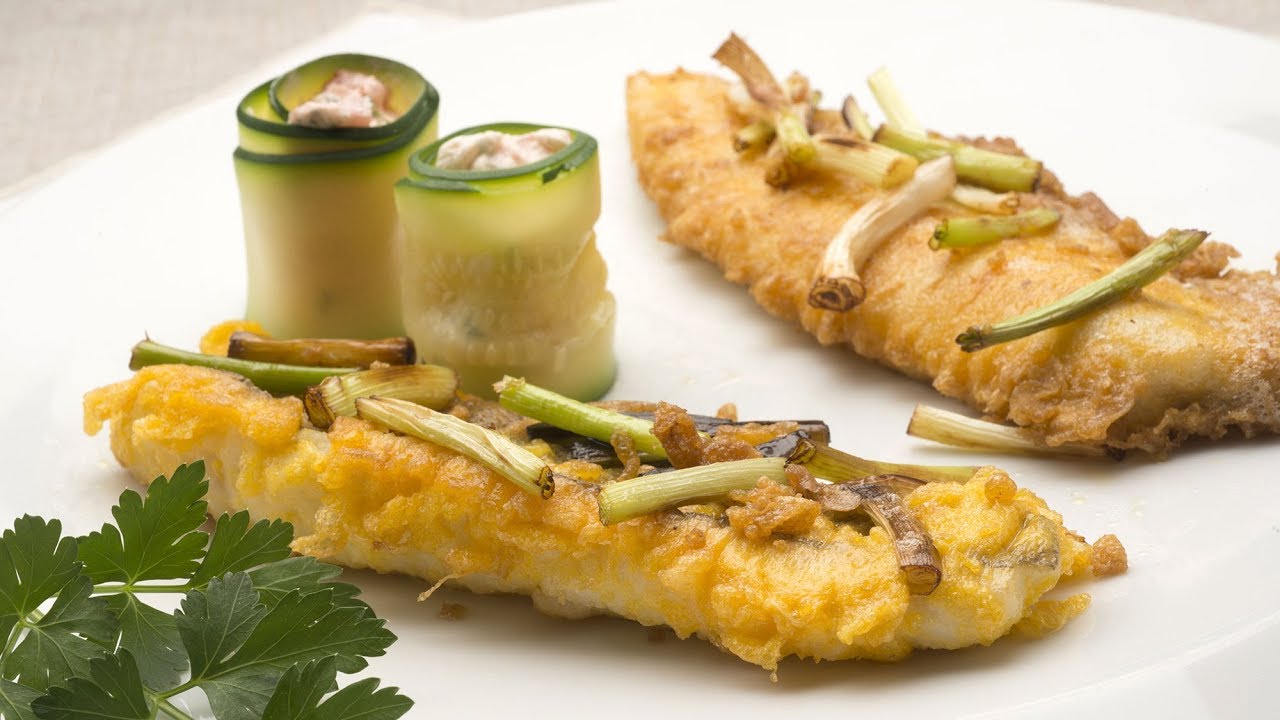 Receta de Gallo rebozado con rulos de calabacín de Karlos Arguiñano
