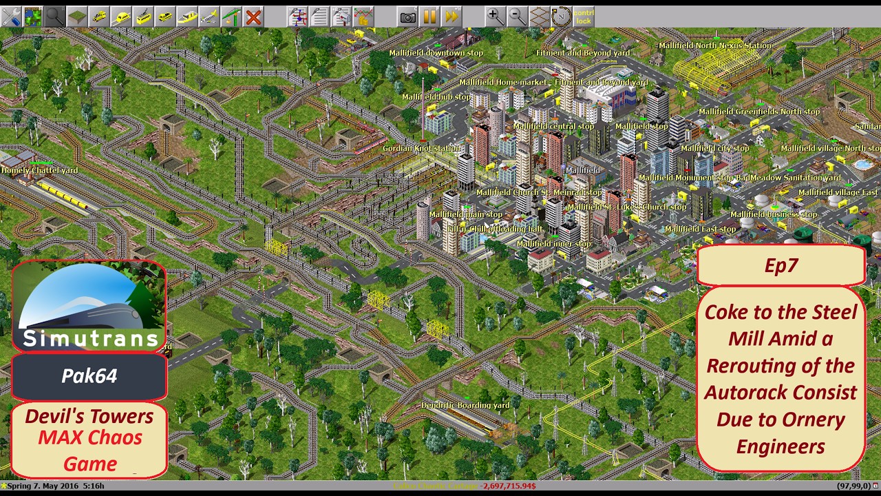 Simutrans DT1969 MAX Chaos Game Ep7 Stealing coal whilst rerouting the autorack