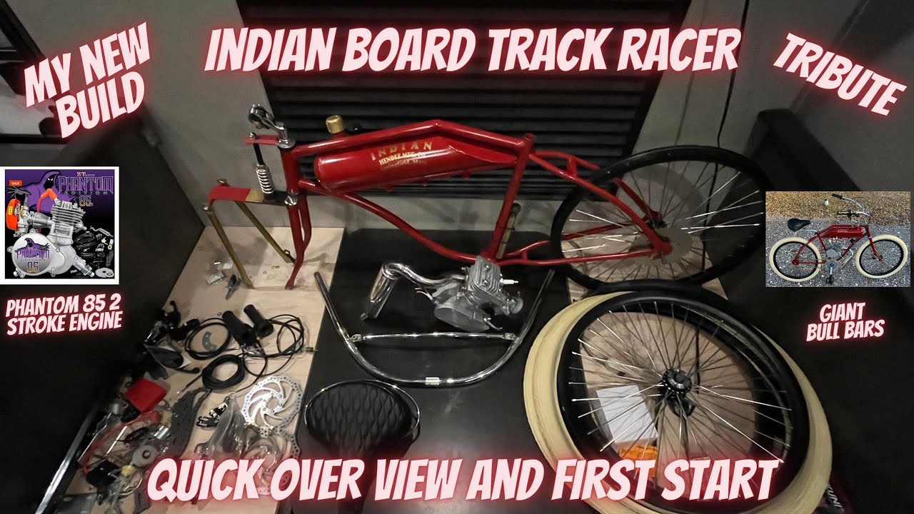 New gas bike build | Board track racer tribute with a Phantom 85 2 stroke | overview and first start